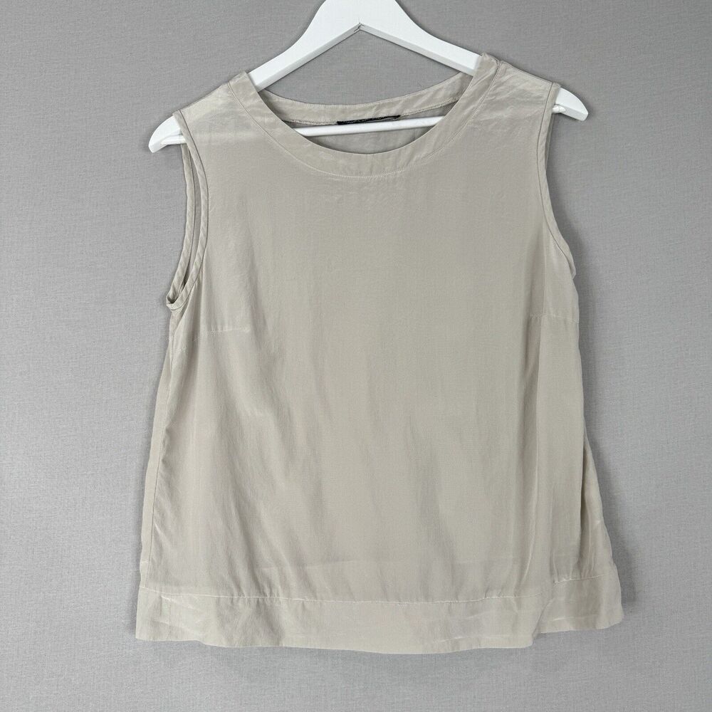 Caroline Freese Womens Top 42 Gray Silk Blouse Tank Made in Italy Minimalist